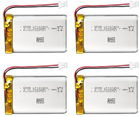EEMB 3,7V 2000mAh 103454 Lipo-batteri med JST-kontakt 2mm, 4-pack