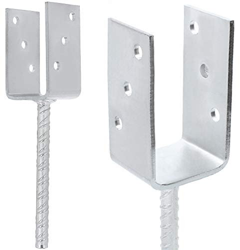 KLIMAS Ancrage de poteau en U pour charges lourdes - 70 x 60 x 125 x 5 mm - Ancrage béton en acier ondulé galvanisé à chaud