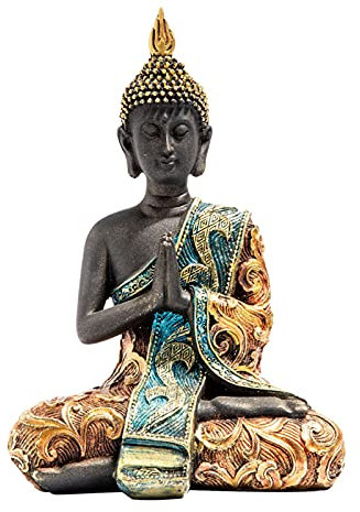 LOVIVER Buddha Statue Thailand Buddha Skulptur Harz Sitzen Miniatur Buddha Statuen Fengshui Figur Startseite Wohnzimmer Schlafzimmer Tempel Desktop Büro Decor