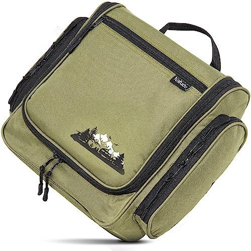 NAFUDO Kulturtasche | Großer Kulturbeutel zum Aufhängen [Premium-FERTIGUNG] Waschtasche & Beautycase mit Spiegel & extra Fächern - Farbe wählbar