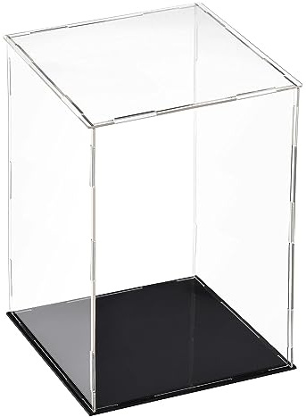 TOP-VIGOR Vitrine Transparente en Acrylique – 15 x 15 x 25cm Boîte De Protection Anti-Poussière À Assembler – Cube D’Exposition pour Figurines Jouets Objets De Collection Rangement Maison