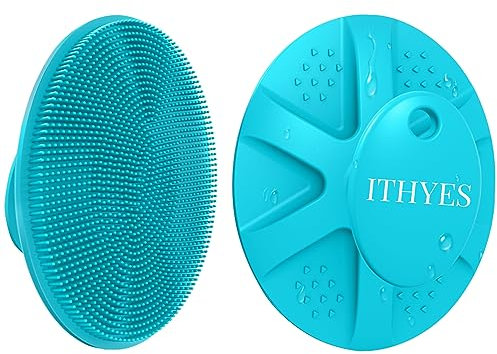 Ithyes Silikon Duschbürste,Körperbürste,Badebürste,Silicone Body Scrubber,Trockenbürste Körper,Peeling Bürste,Schaumt gut Leicht zu Reinigen Hygienischer Massagebürste Körper 1 Stück (Blaugrün)