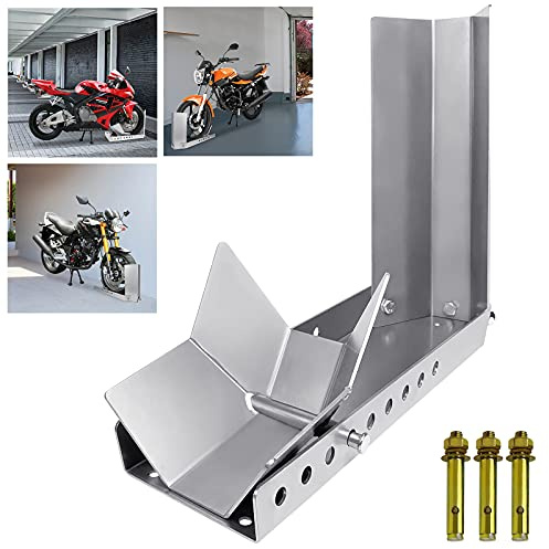 LARS360 Support de moto 1 pièce Rail d'aide au chargement de moto Support à bascule pour moto Support de roue avant Support de montage moto avec 3 trous de boulons d'ancrage