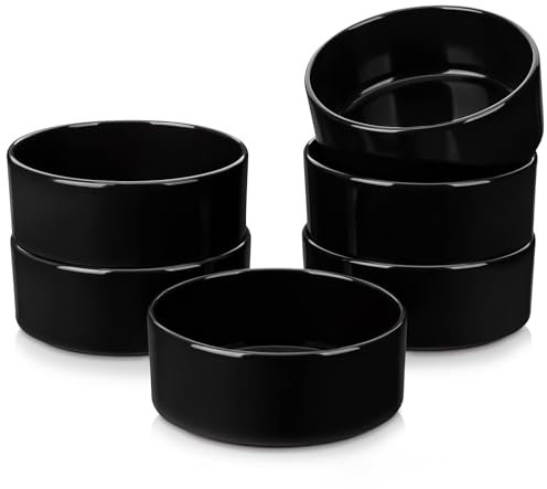vancasso 24 oz Müslischalen 6er-Set, 6 Zoll Keramik-Suppenschalen für die Küche, tiefes Schalen-Set, Schüsselset, Salatschüssel, Pastaschalen, Schalen Set (schwarz)