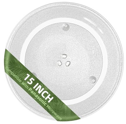 Gemroom 15 Microwave Glass Plate for Panasonic Microwave Plate F06014W00AP A06014A00AP, 15 Inch Replacement Microwave Glass Turntable Dishwasher Safe
