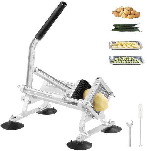 VEVOR Coupe-Frites Commerciale, Trancheuse à Légumes Fruits Manuelle 6,35 mm, Coupe-Légumes en Acier Inoxydable et Alliage d'Aluminium, avec Pieds Antidérapants, pour Radis, Oignons, Pommes de Terre