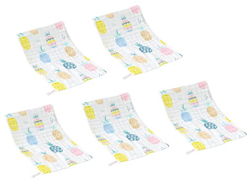 Illkjasfc Baby-Waschlappen, Baumwolle, weich, saugfähig, 6 Schichten, wiederverwendbar, Handtuch für das Bad, 5 Stück