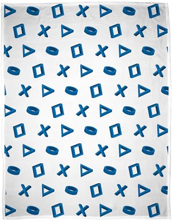 Play Station Officially Licensed Fleece Blanket | White and Blue Controller Design Super Soft Warm Throw | Perfect For Teen Gaming Bedrooms, Camping & Sleepovers | Size 100x150cm
