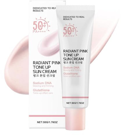 Pink Tone Up Sun Cream 50ml, SPF/LSF 50+PA++++, Rosa Tone-up Sonnenschutz, Rosafarbener Feuchtigkeitscreme, Leuchtender und Aufhellender Sonnenschutz, Koreanischer Sonnenschutz (1)