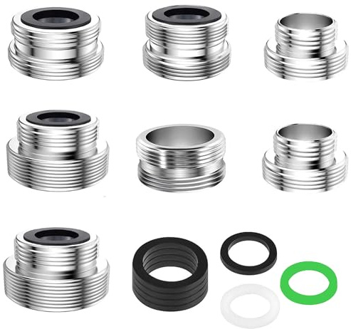 adapt 7 stycken kranadapter, tätningar, trädgårdsslang gängadapter, vattenkran kök yttergänga adapter för kranar (16–28 mm)