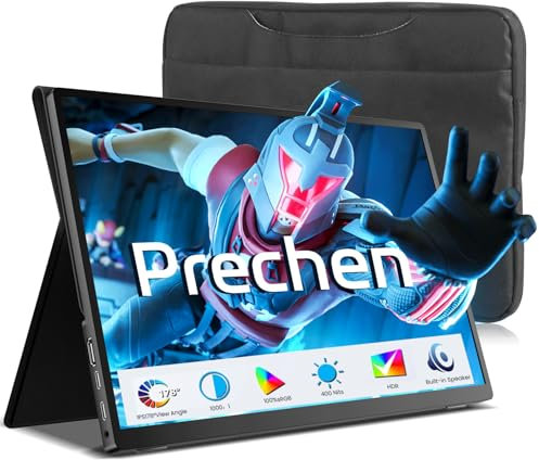 Portable Monitor Touchscreen 14 1200P 10 Point Touch Screen Monitor Portable with Protective Sleeve Built-in Speaker, 100% sRGB HDMI USB C Travel Monitors for Laptop, PC,Phone