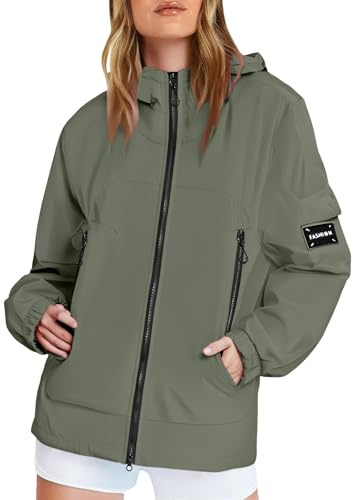 BUKKNYE Womens Rain Jacket Plus Size Waterproof Rain Jackets Women Unisex Raincoat Womens Waterproof Lightweight Rain Jackets Windbreaker Packable Hooded Coats Outdoor Running Windbreaker for Men