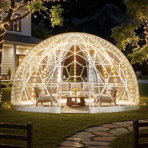 VEVOR Tente à Bulle Dôme, 3,6x2,2 m, Tente Igloo à Bulle Transparente Résistante, 4 à 7 Personnes, avec Fenêtres pour Extérieur, Camping, Terrasse, Arrière-Cour, Jardin, Fêtes, Anniversaires, Mariage
