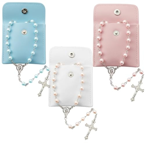GZGRYTRC 6PCS Catholic Gifts for Women, Rosary Beads Necklace Storage Pouch, Catholic Rosary Organizer Bag for Travel and Home, Durable Fabric with Cross Design