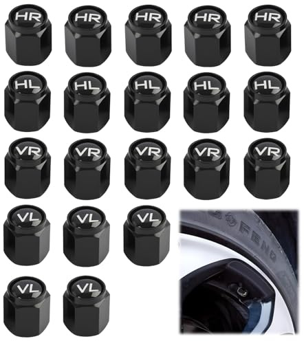 20 Tapones Metálicos para Válvulas de Auto – Tapones para Válvulas de Neumáticos con Etiquetado, Universales para Autos/SUV/BMW, Tapones para Válvulas de Neumáticos para Protección