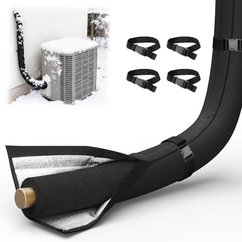 3 Layers HVAC Copper Pipe Insulation Cover,72x10.2 Weatherproof 600D Oxford AC Pipe for Outside,Black Flexible Copper Line Insulation Sleeve for Central Air Conditioning Mini Splits