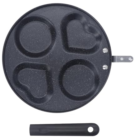 TOPINCN Sartén para Huevos Antiadherente, Olla para Panqueques de Hierro de Calentamiento Rápido con Cómodo con Aislamiento Térmico para Cocina Casera, Estufa de Inducción (Forma de corazón negro
