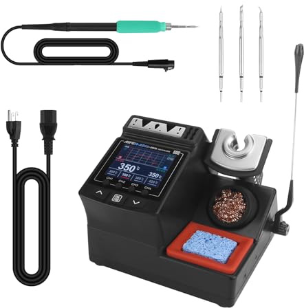 A9ED Lötstation Vollfarb Display Curve Mode Schnellheizung 100°C-450°C Lötstation Lötein mit C210 Griff und 3 Lötspitzen