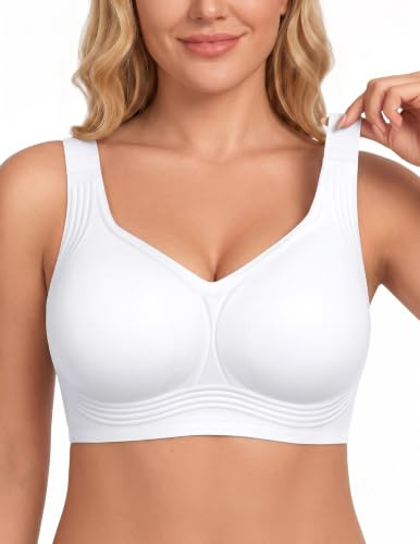 PoseFree Women Jelly Bra Non Wired Supportive Full Coverage Plus Bra | Comfortable,Padded,Tshirt,Support&Lift,Push Up,Everyday,Breathable,Soft,Seamless,Bralettes,Back Smoothing,Older Women