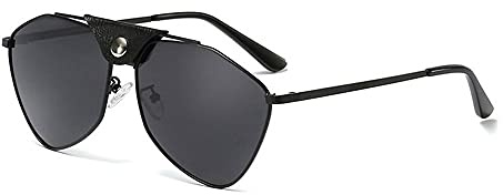 Gafas de Sol Mujeres, remacha de Cuero Gafas de Sol polarizadas Damas Mirror Azul Reflectante