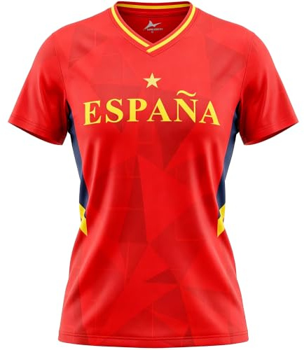 2026 W-M fotbollskopp damer tröja t-tröjor slim fit fanshirt kortärmad andas sport casual träning fotbollströja t-shirt jersey topp kvinnor fotbollströjor, Spanien, XL