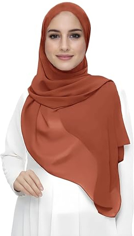 Premium Chiffon Hijab Halsduk Scarf för Dam, Lätt och Tunn Slöja Huvudsjal för Muslimska Kvinnor (Rost)