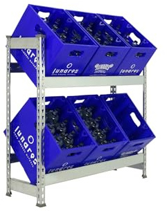 Simon Rack Drinks Crate Rack for 6 Crates, 1000 x 1000 x 300 mm, Galvanised, Freestanding Metal Shelf for Water Crates, Beer Crates or Drinks Crates, for Kitchen, Garage or Cellar