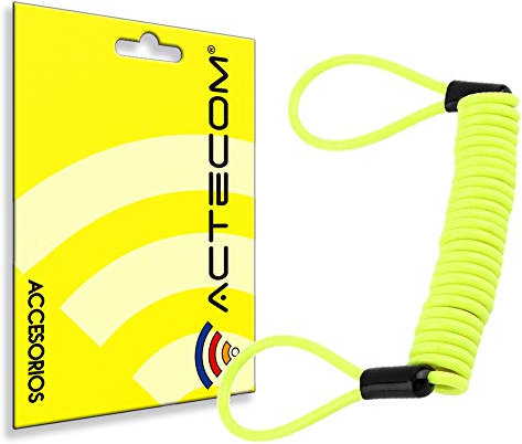 ACTECOM Cable Enrollado para candado de Moto recordatorio para candados de Moto Espiral para Motos Cable para candado de Moto (Amarillo)