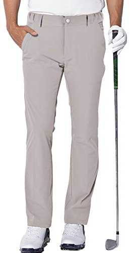 Homme Golf Pantalon Imperméable Extensible Sports Golf Pants avec 4 Poches | Résistant à l'eau, respirant, extensible, taille élastique, 2 poches zippées, 3 poches avec porte-t-shirt