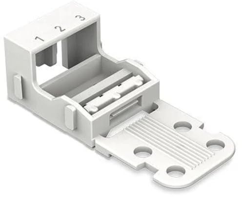 WAGO Adattatore di fissaggio 221-503 | per morsetti a 3 conduttori, 4 mm², 10 pezzi, fissaggio a vite per morsetti di collegamento, adatto per montaggio in piedi e in piedi, bianco