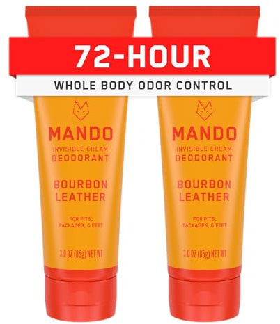 Mando Deodorante integrale da uomo, crema invisibile, controllo degli odori dopo 72 ore, privo di alluminio, privo di bicarbonato di sodio, sicuro per la pelle, tubo da 7 once (2 pezzi)