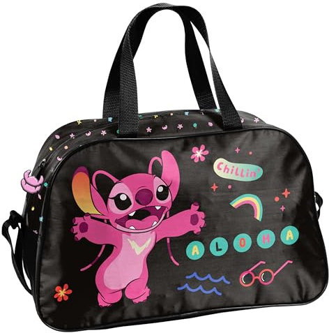 Goldkids - Sporttasche Kinder für Mädchen & Jungen - Umhängetasche mit Stitch Motiv - Schwimmtasche mit verstärktem Boden - Trainingstasche 40 cm x 25 cm x 13 cm