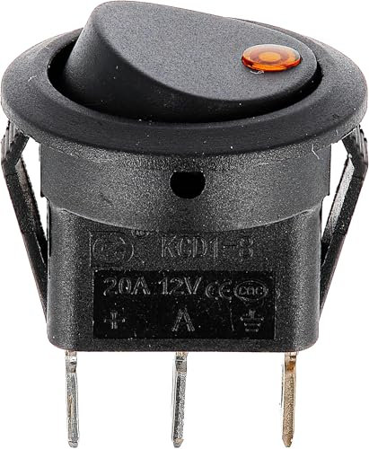 Restagraf - Interrupteur à Bascule à Lumière Jaune - 3 Broches - Connexion Cosse Plate - Trou de Diamètre 20 mm - 20 A - 12 V - Réf. 17483 - Blister de 1