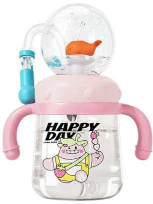 ZHUMCCY Baby Straw Cup - 300ml Tragbarer Trinkbecher Mit Whale Squirt Design Trinklernbecher Trinkflasche für Kinder, Junge und Mädchen