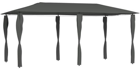 Pavillon mit Pfostenabdeckungen, Xichuzi Faltpavillon, Pergola, Partyzelt, Standmarkise, Sonnenzelt, Garten Pavillion, Grillpavillon, 3x6x2,6 m Anthrazit 160 g/m²