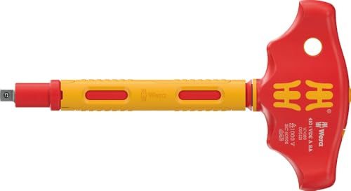 Wera 05005121001 410 i VDE A RA VDE-isolierter Quergriff-Adapterschraubendreher mit Ratschenfunktion für 1/4 Steckschlüsseleinsätze, 1/4 x 130 mm