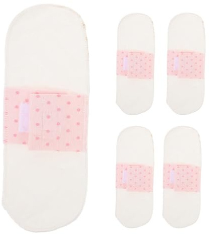 COOLHIYA 5 compresas menstruales de tela reutilizables y lavables, ligeras y absorbentes, de algodón, para el posparto y uso diario, color blanco.