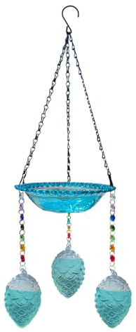 Bain d'oiseaux pour l'extérieur | avec 3 pots d'eau en verre, mangeoires pour colibris pour l'extérieur | pour jardin, allée, jardin, terrasse, pelouse, balcon, porche, terrasse extérieure