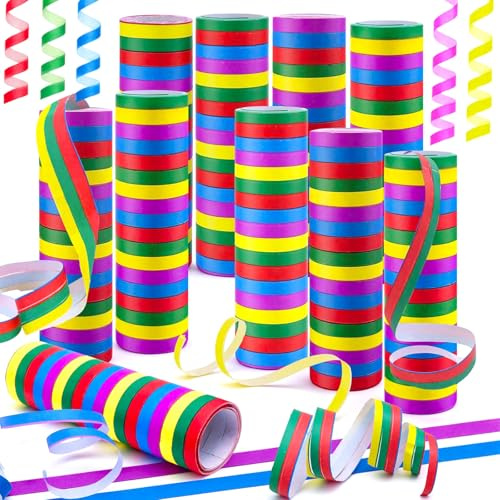 FAELNK Set di Stelle Filanti di Carta 5 Colori 10 Rotoli con 18 Strappi Ciascuno Decorazione Festa di Compleanno per Bambini Carnevale Festa a Tema Discoteca