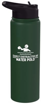 Easily Distracted By Water Polo Funny Water Polo Player Stainless Steel Insulated Water Bottle