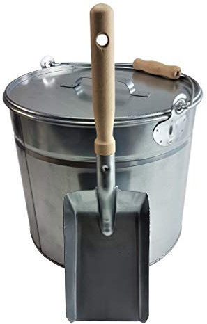 Ascheeimer 15l mit Deckel + Schaufel