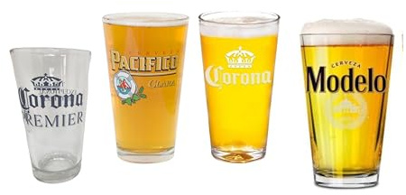 Beers of Mexico Pint Glass Set - Set of 4 Pint Glasses