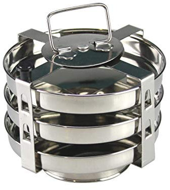 Stainless Steel 3 Plate Dhokla Stand Medium 3 Tier Indian Dhokla Stand for Cooker Steamer