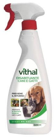 VITHAL Repellente per Gatti e Cani - Spray Liquido 500ml, Disabituante Gatti e Cani, Anti Urina Anti Graffio, Ideale per Tutte le Superfici, Interni ed Esterni, Adatto per Cuccioli e Adulti
