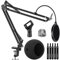 InnoGear Mic Stand for Blue Snowball and Blue Snowball iCE Boom Arm Stand with Pop Filter Microphone Holders for HyperX QuadCast SoloCast Fifine Shure SM7B and Other Mic, Max Load 1.8 KG, Large