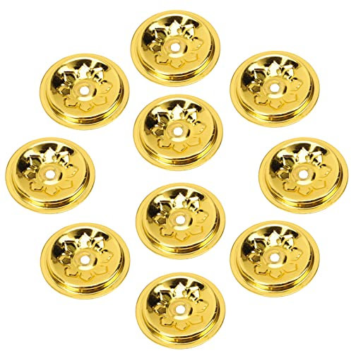 Cabilock Bicchiere 10 Pezzi Galleggiante Di Olio Per Lampade Al Burro Lumino D'epoca Porta Candele Votive Diwali Diyas Per Pooja Centratura Dello Stoppino Della Classico Tè Di Loto Metallo