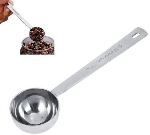 Cucchiai dosatori a manico lungo, cucchiai da caffè in acciaio inossidabile Cucchiaio a manico lungo per caffè, latte, frutta in polvere, cottura al forno(30ML)
