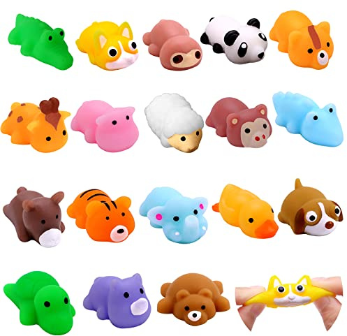 DTYDECLE 18pcs Mochi Squishy Toys, Mini Jungle Animals Squishies Soft Squeeze Fidget Toys Kawaii Stress Relief Toys for Boys Girls Birthday Party Favors