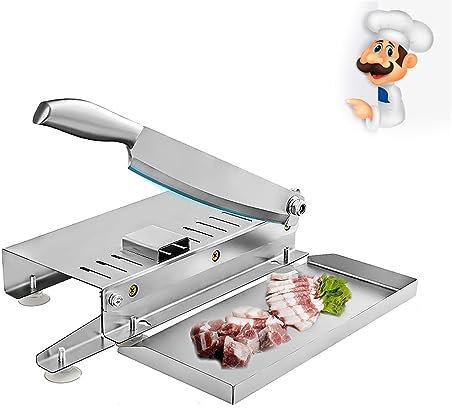 ilbcavne Cortadora Manual De Fiambre De Carne Y Hueso Acero Inoxidable, Manual Cortadora De Carne para Vegetal, Pez, Pollo, Costillas(Size:Large)