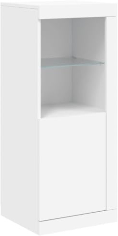 vidaXL Buffet avec Lumières LED, Armoire Latérale de Rangement, Organisateur de Salon Salle de Séjour Maison Intérieur, Moderne, Blanc
